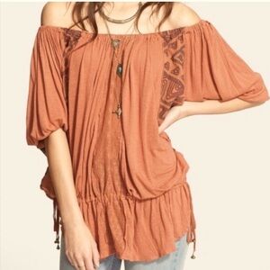 Free People Desert Ora Embroidered Top